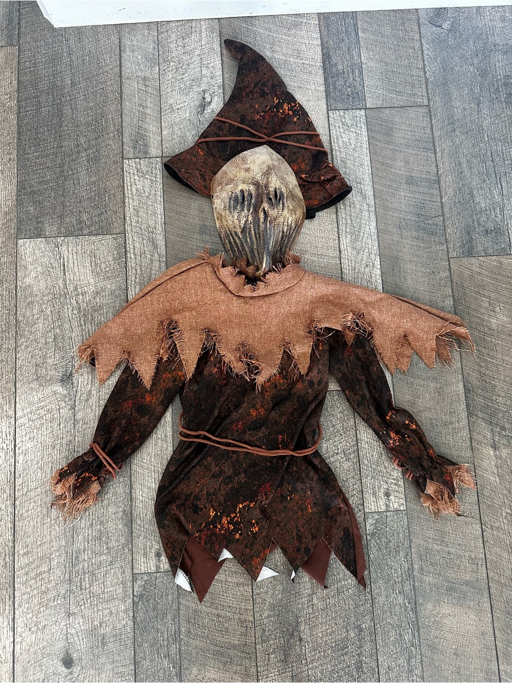 Kids Corn Goblin Halloween Costume XS/S Top, Mask, And Hat .